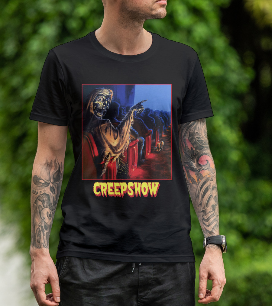 Creepshow Skeleton Ushers Menacing Audience In Theater Scene T-Shirt