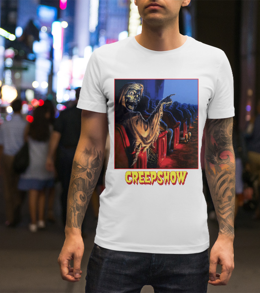 Creepshow Skeleton Ushers Menacing Audience In Theater Scene T-Shirt
