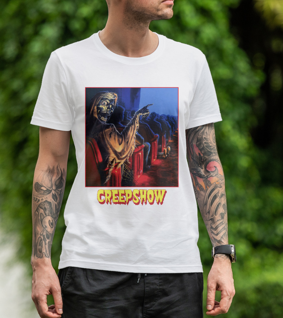 Creepshow Skeleton Ushers Menacing Audience In Theater Scene T-Shirt