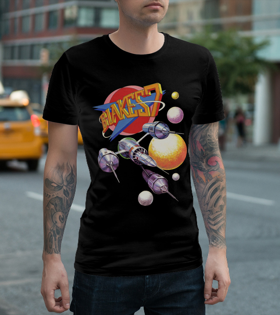 Blake's 7 Annual Retro Sci-Fi Spaceship And Planets T-Shirt