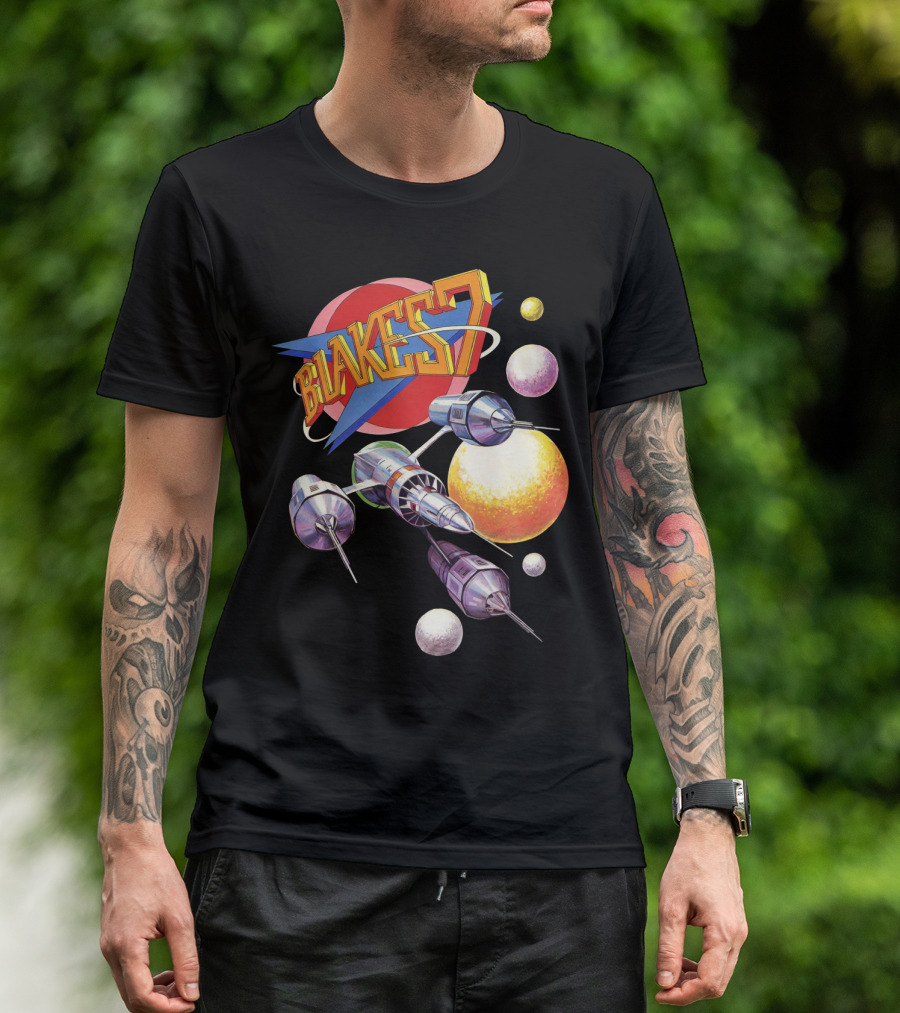 Blake's 7 Annual Retro Sci-Fi Spaceship And Planets T-Shirt