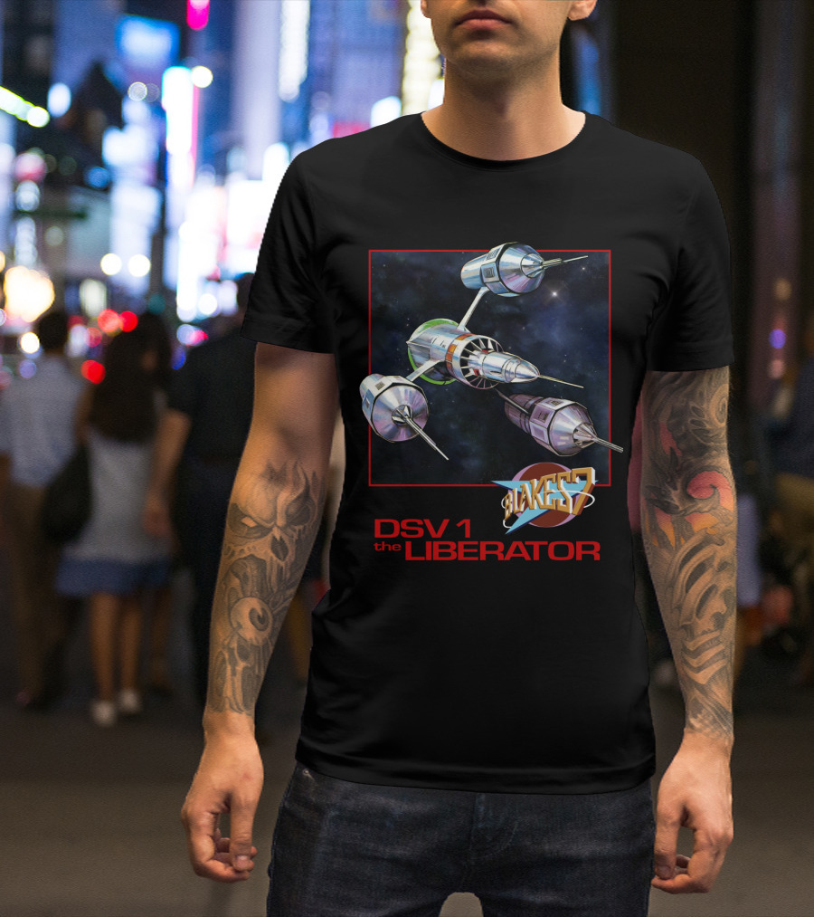 Blake's 7 DSV1 The Liberator Spacecraft In Outer Space T-Shirt
