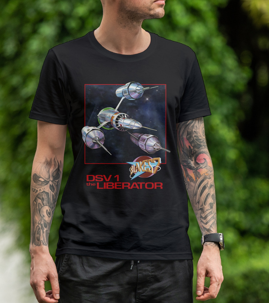 Blake's 7 DSV1 The Liberator Spacecraft In Outer Space T-Shirt