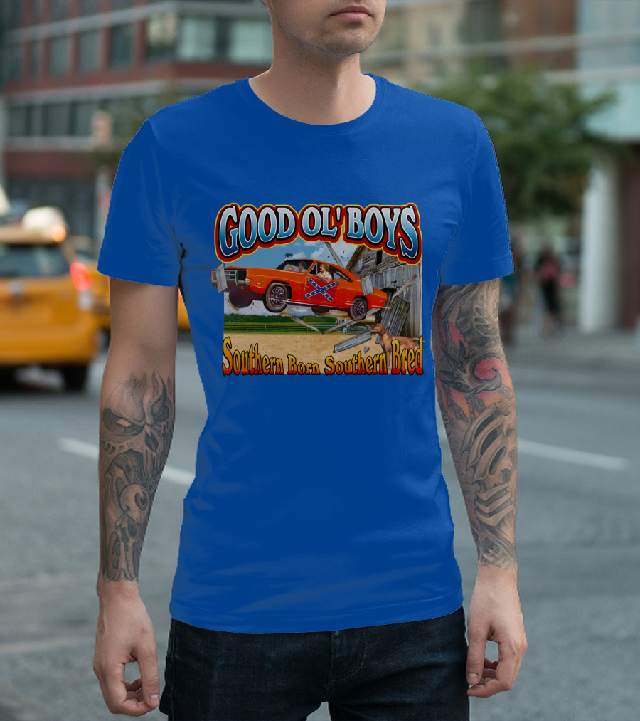 Good Ol' Boys Southern Born Southern Bred Dukes Of Hazzard Car Jump Scene T-Shirt