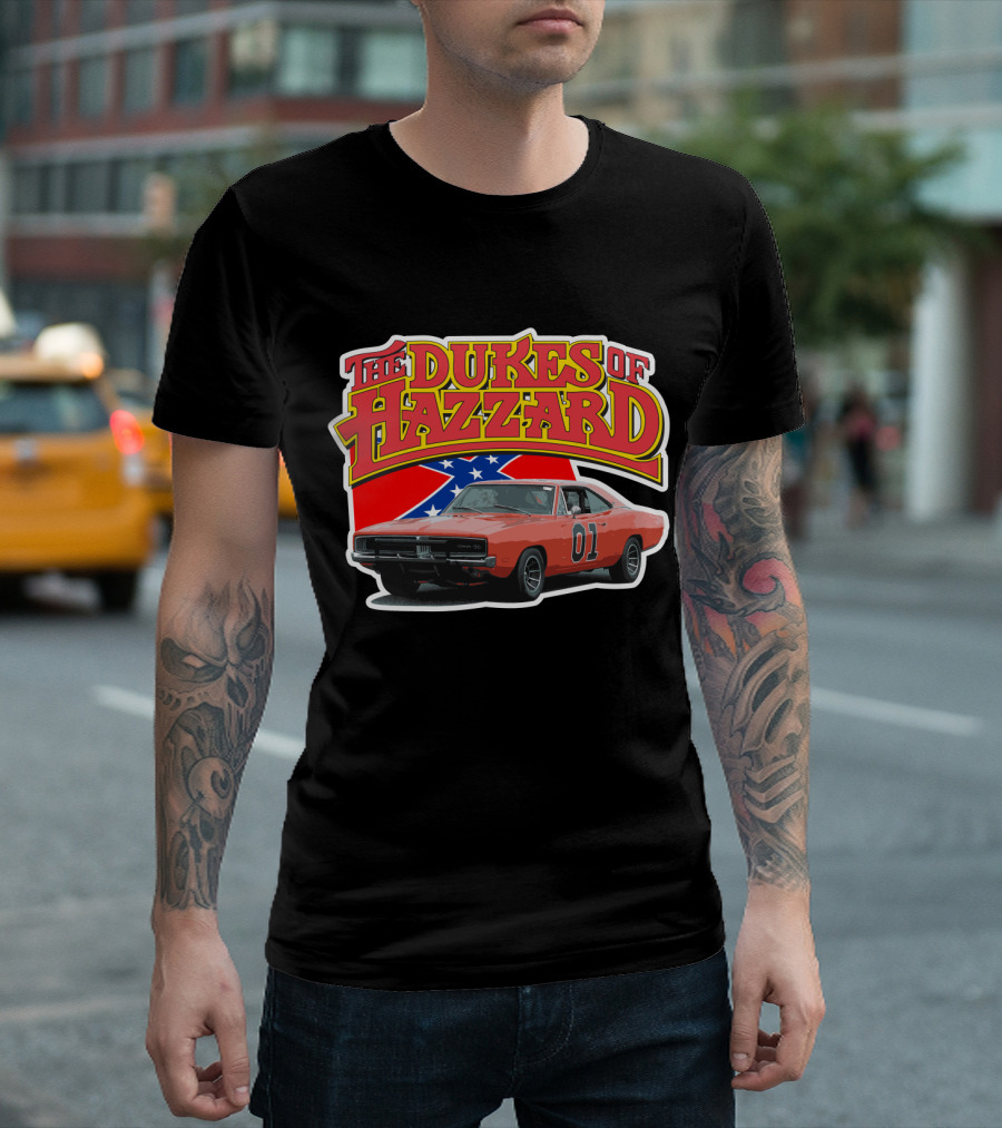 The Dukes of Hazzard General Lee Car with Confederate Flag T-Shirt