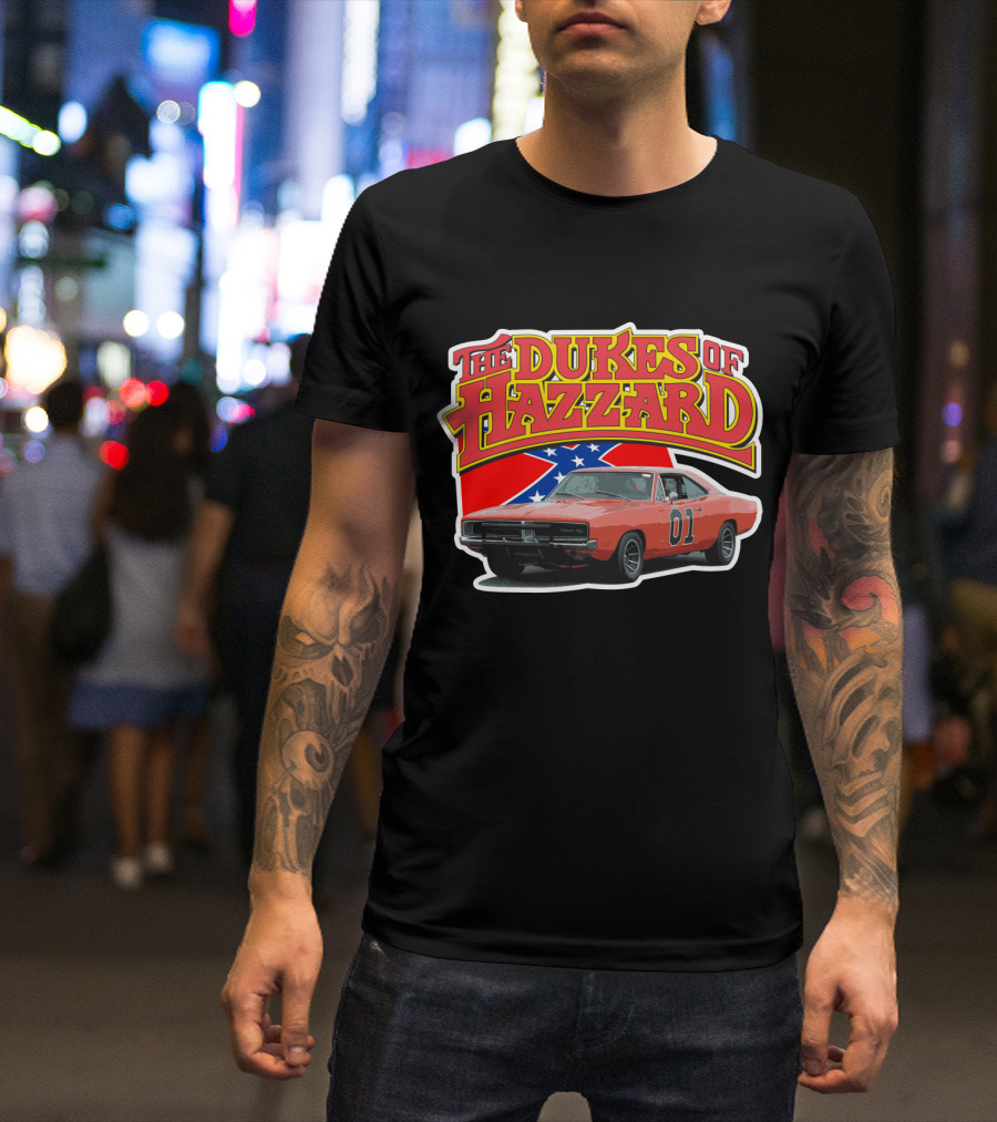 The Dukes Of Hazzard General Lee Car With Confederate Flag T-Shirt
