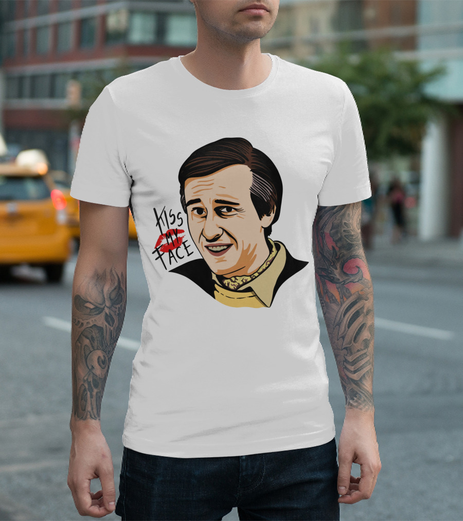 Alan Partridge Kiss My Face Retro Portrait with Lipstick T-Shirt