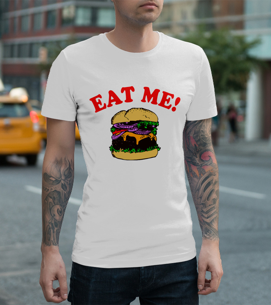 Captain Spaulding Eat Me Burger Text T-Shirt
