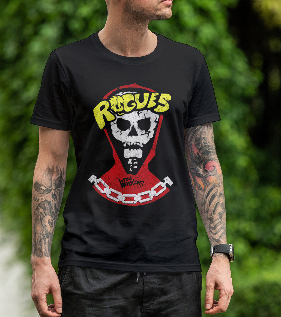 Rogues Skull Mask With Chain And The Warriors T-Shirt