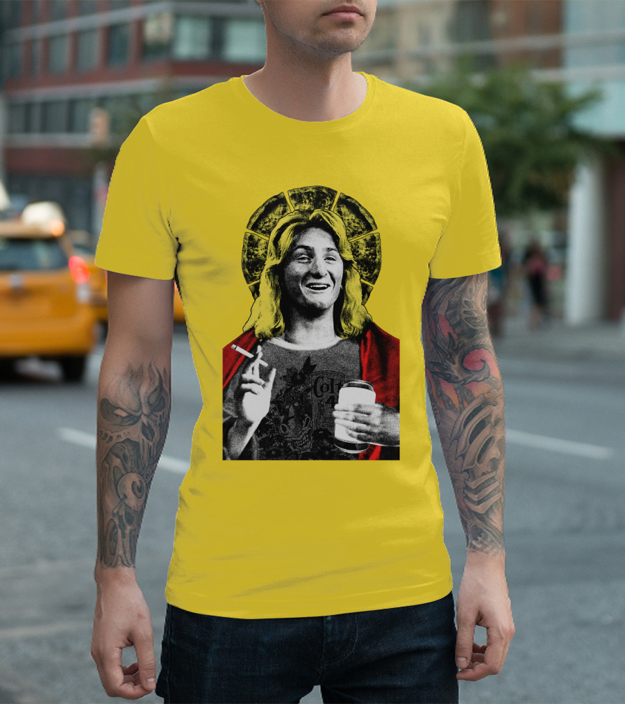 Fast Times At Ridgemont High Jeff Spicoli Halo Smoking And Holding Drink T-Shirt