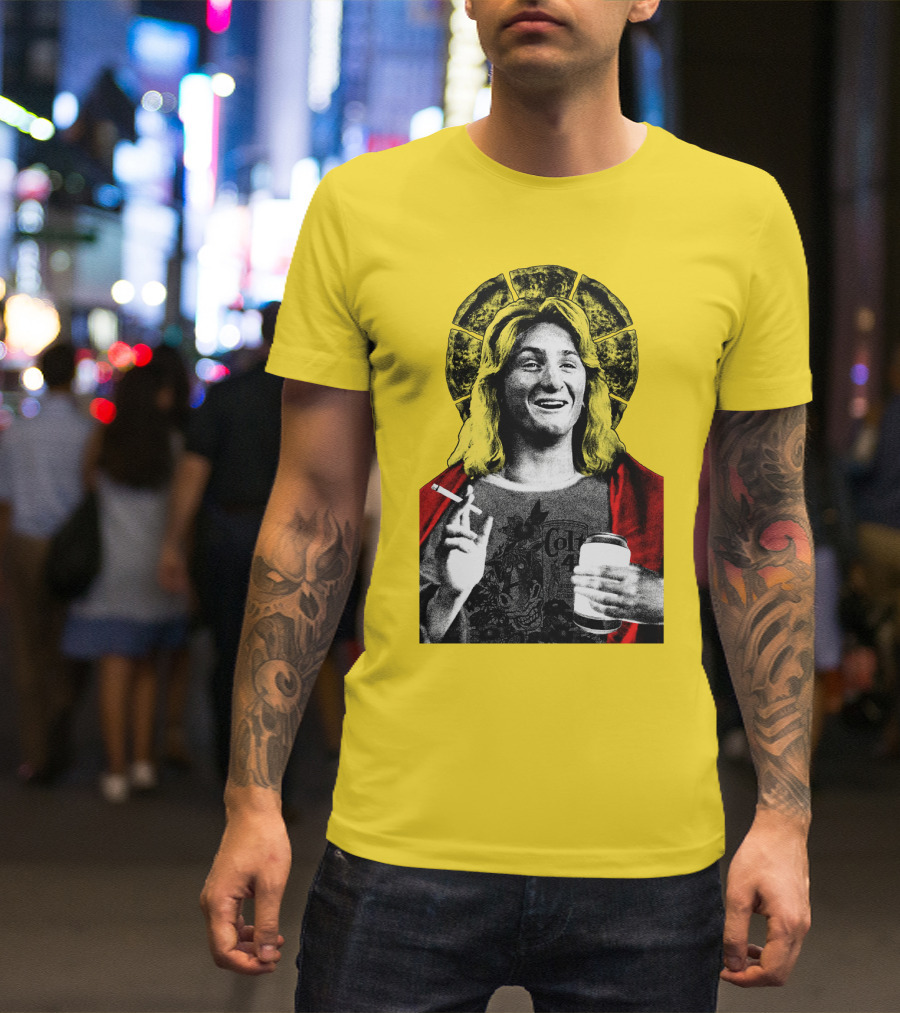 Fast Times At Ridgemont High Jeff Spicoli Halo Smoking And Holding Drink T-Shirt