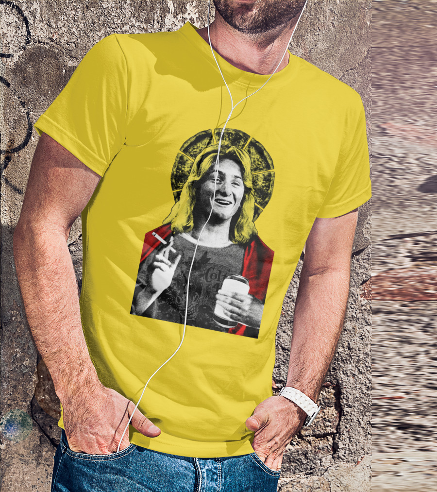 Fast Times At Ridgemont High Jeff Spicoli Halo Smoking And Holding Drink T-Shirt