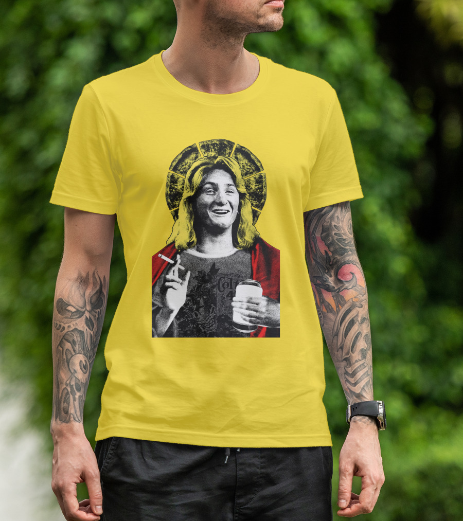 Fast Times At Ridgemont High Jeff Spicoli Halo Smoking And Holding Drink T-Shirt
