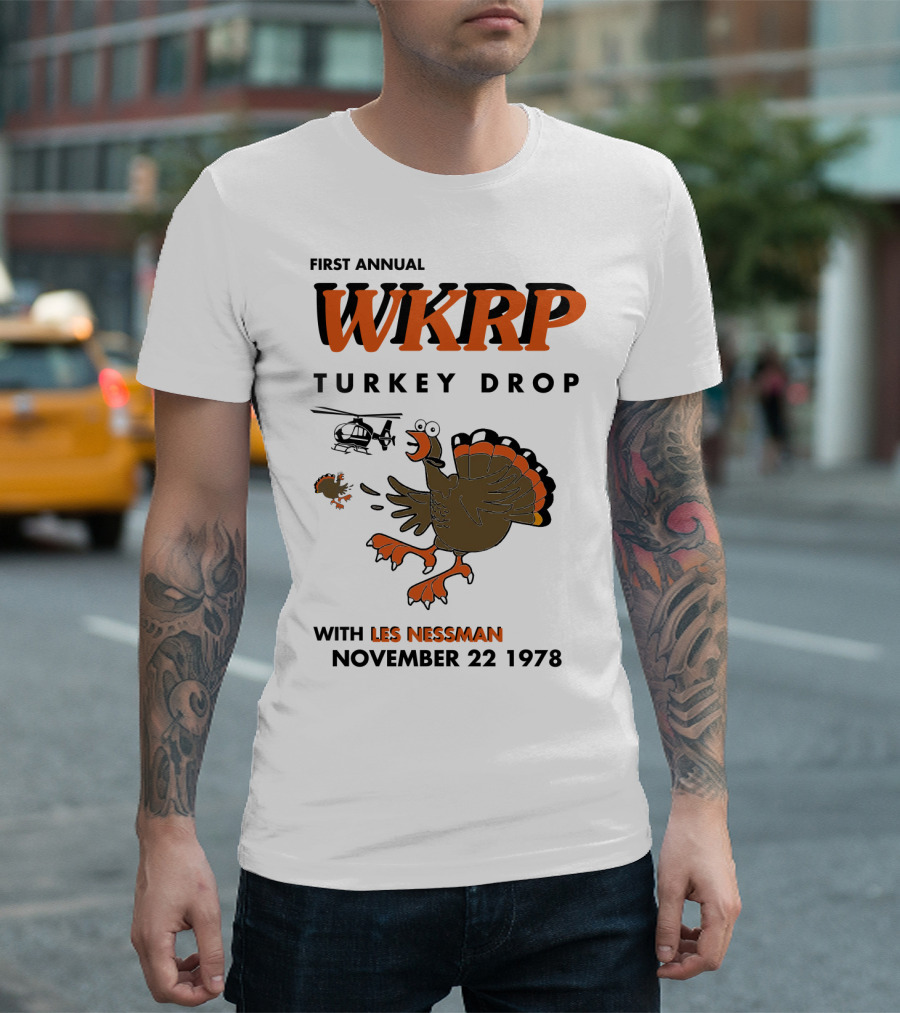 First Annual WKRP Turkey Drop With Les Nessman November 22 1978 T-Shirt