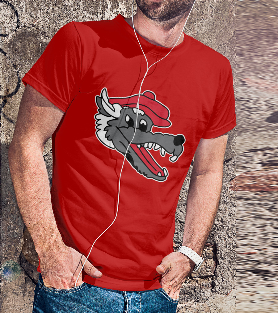 Ridgemont Wolves Cartoon Wolf In Red Beret T-Shirt