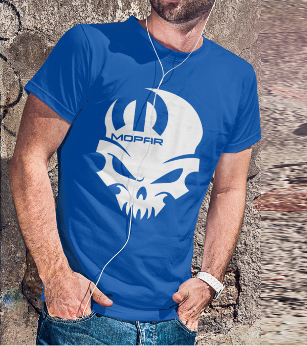 Mopar Skull Logo Blue Background T-Shirt