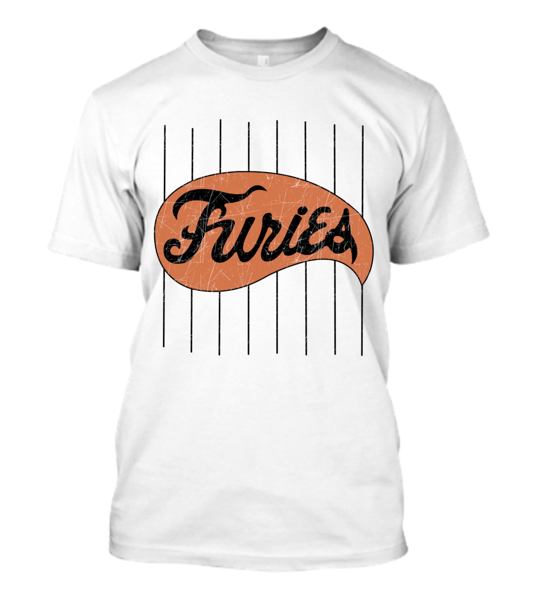 Furies Retro Baseball Style Text With Vertical Stripes T-Shirt