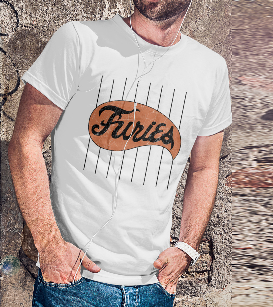 Furies Retro Baseball Style Text With Vertical Stripes T-Shirt