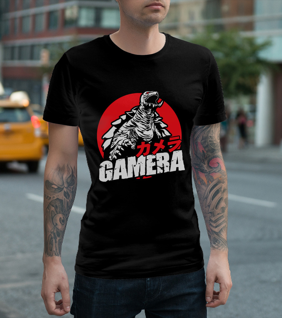 GAMERA Flying Turtle Kaiju Red Circle Background T-Shirt