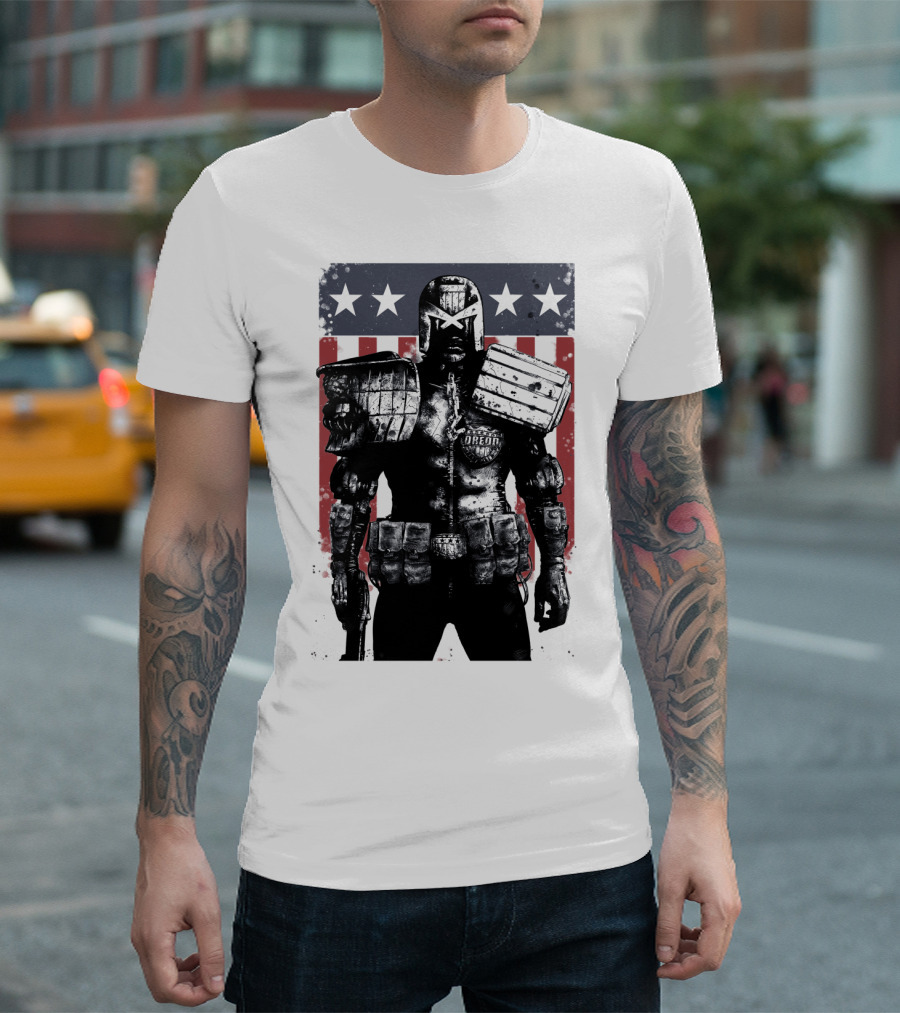 Judge Dredd Judgement Day Stars And Stripes Comic Hero T-Shirt