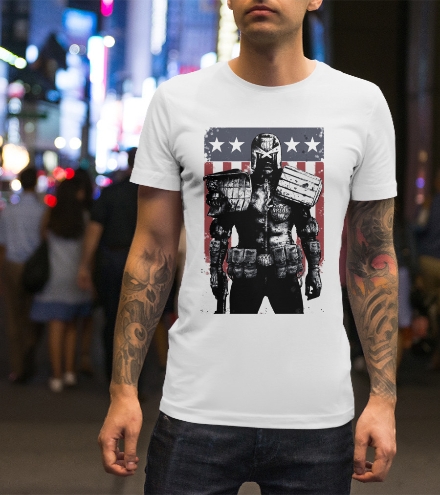 Judge Dredd Judgement Day Stars And Stripes Comic Hero T-Shirt