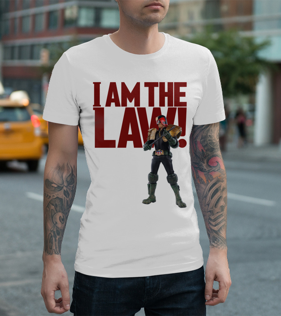 Judge Dredd I Am The Law Action Figure Stance T-Shirt