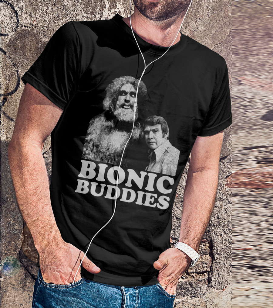 Six Million Dollar Man Bionic Buddies Retro TV Show Iconic Duo T-Shirt