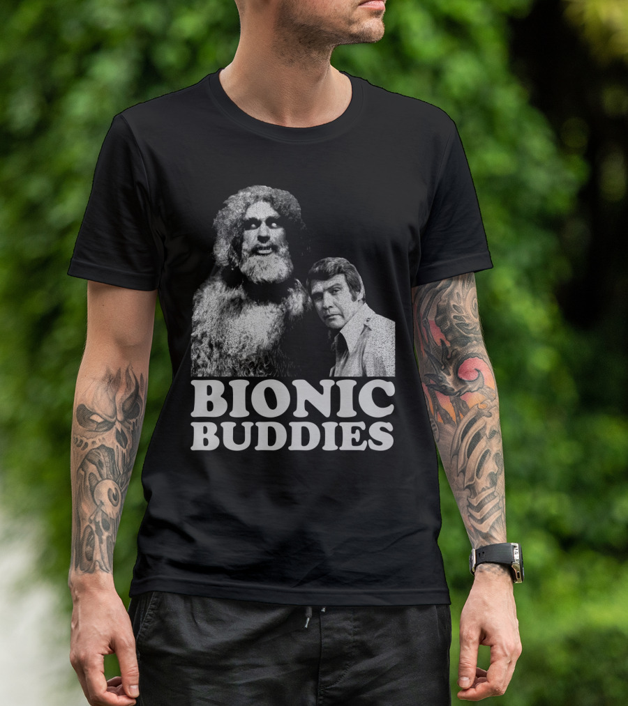 Six Million Dollar Man Bionic Buddies Retro TV Show Iconic Duo T-Shirt