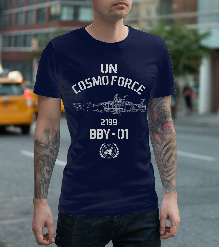 UN Cosmo Force 2199 BBY-01 Spaceship Blueprint T-Shirt