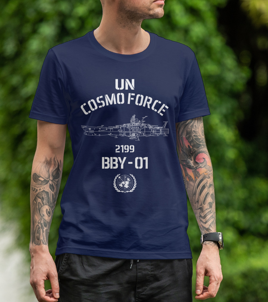 UN Cosmo Force 2199 BBY-01 Spaceship Blueprint T-Shirt