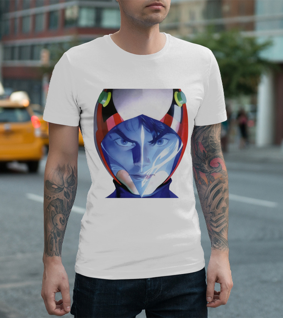 Battle of The Planets GuideBook Helmet Face Close-Up T-Shirt