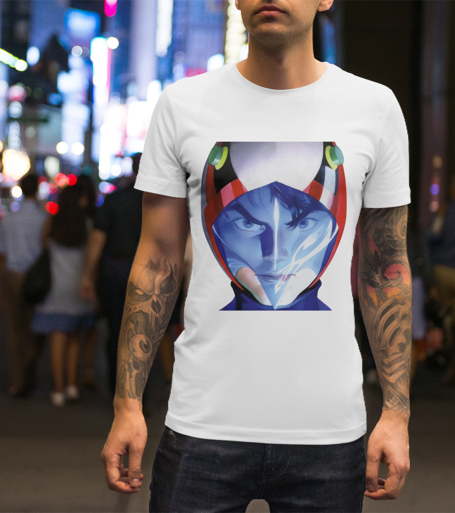 Battle Of The Planets GuideBook Helmet Face Close-Up T-Shirt