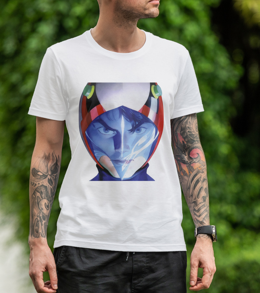 Battle Of The Planets GuideBook Helmet Face Close-Up T-Shirt
