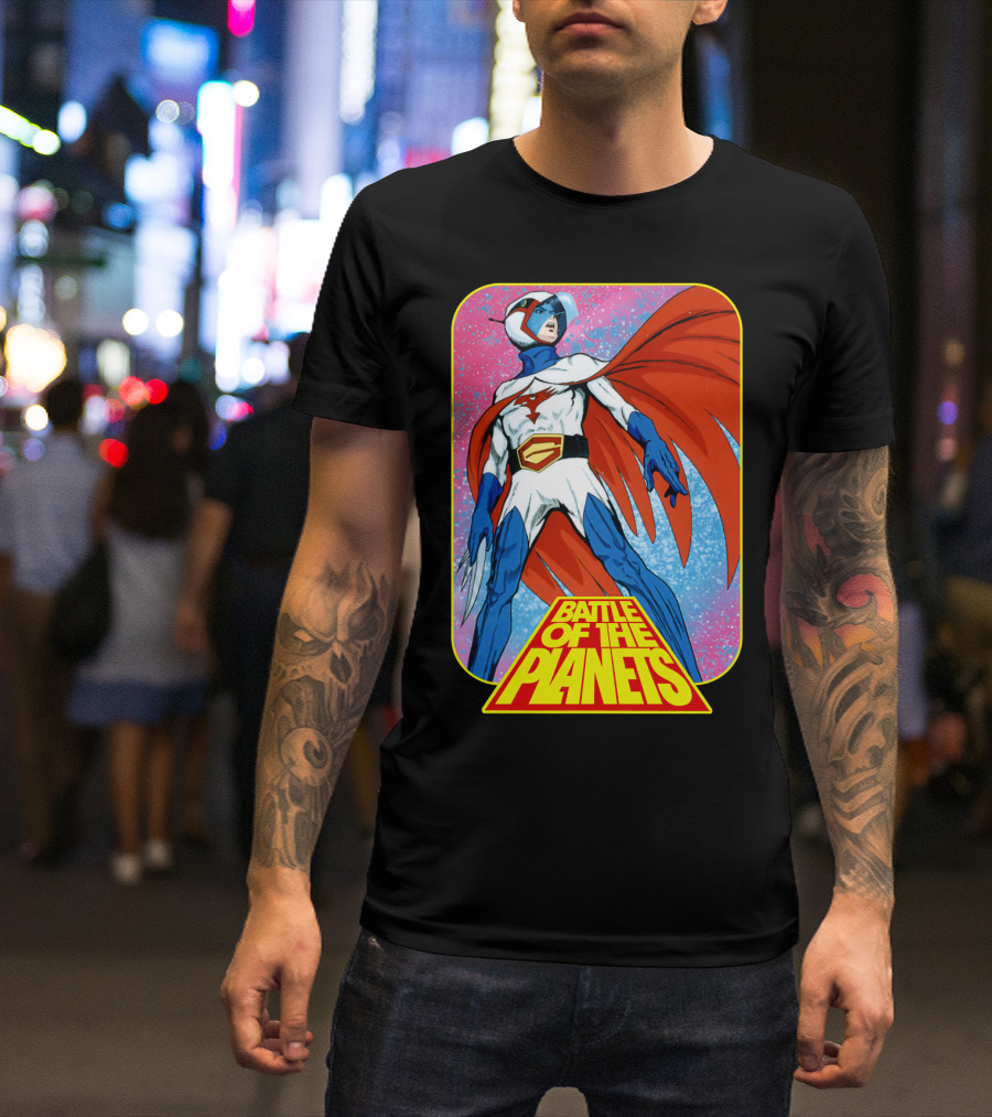 Battle Of The Planets G-Force Heroic Stance In Space Background T-Shirt