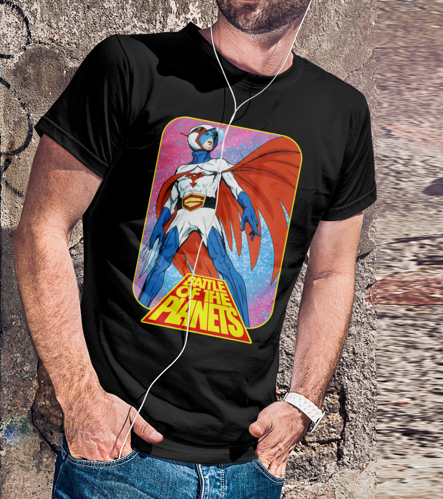 Battle Of The Planets G-Force Heroic Stance In Space Background T-Shirt