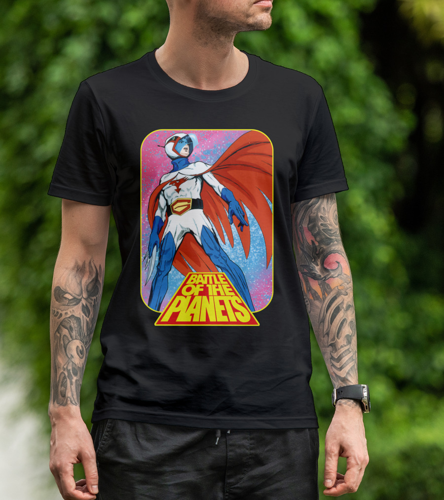 Battle Of The Planets G-Force Heroic Stance In Space Background T-Shirt