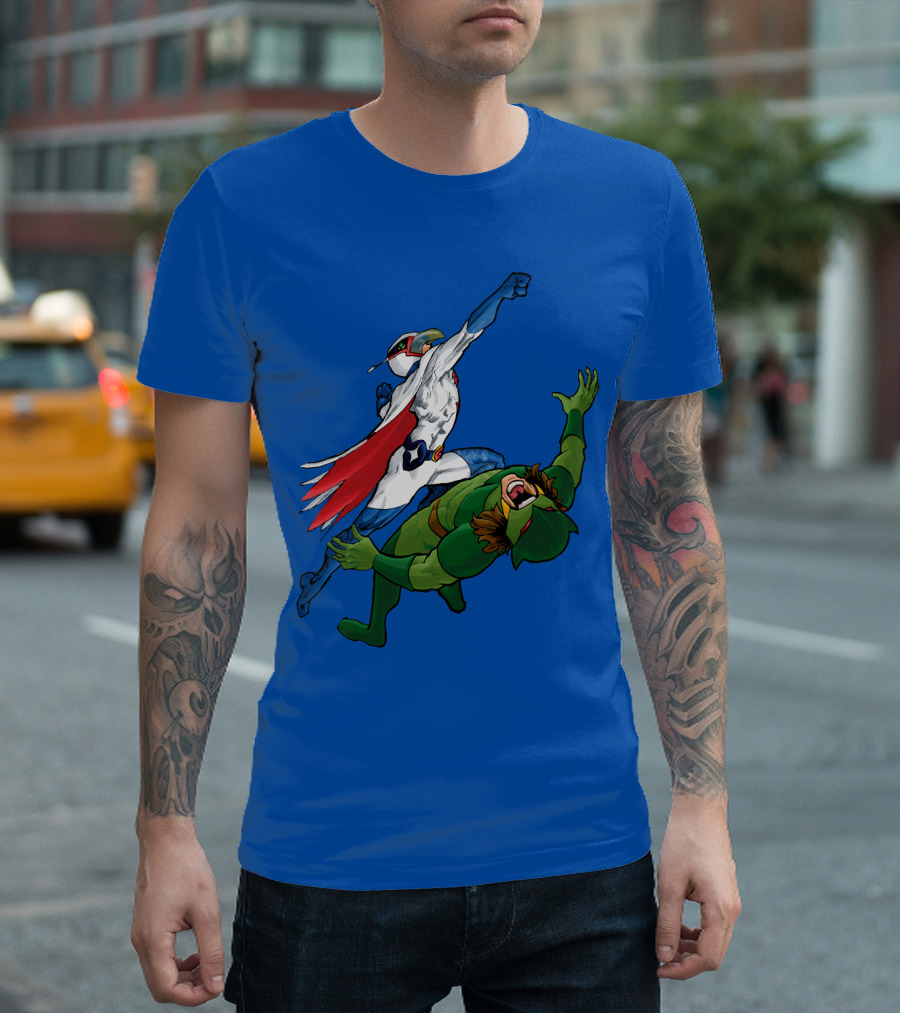 Science Ninja Team Gatchaman Battle Of The Planets Dynamic Heroic Battle Scene T-Shirt