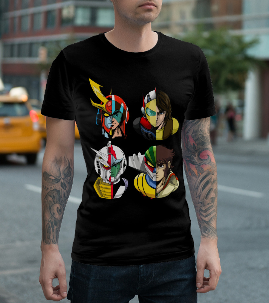 Duke Fleed Jeeg Gundam Daitarn Iconic Mecha Heroes Fusion T-Shirt