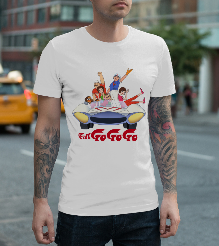 Mach GoGoGo Anime Group in Classic Racing Car T-Shirt