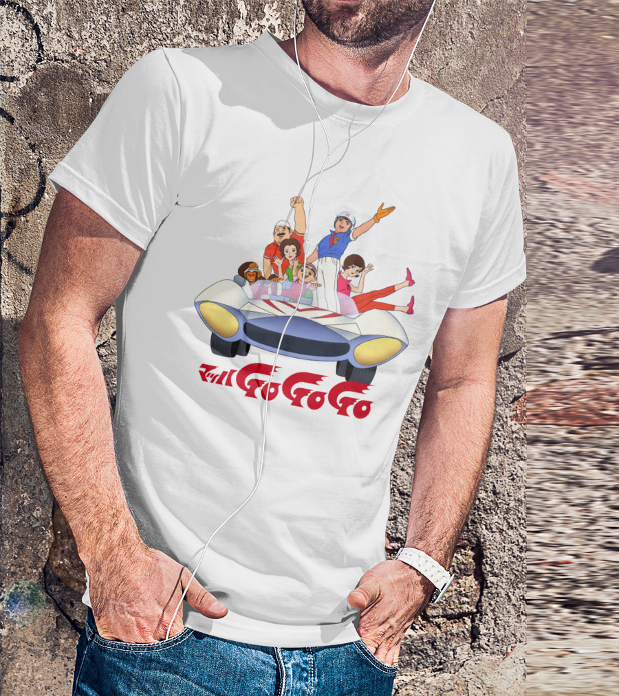Mach GoGoGo Anime Group In Classic Racing Car T-Shirt