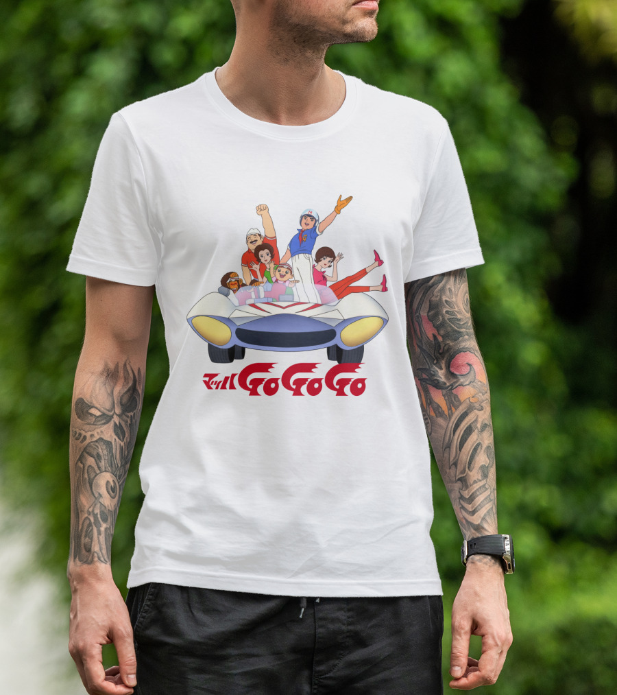 Mach GoGoGo Anime Group In Classic Racing Car T-Shirt