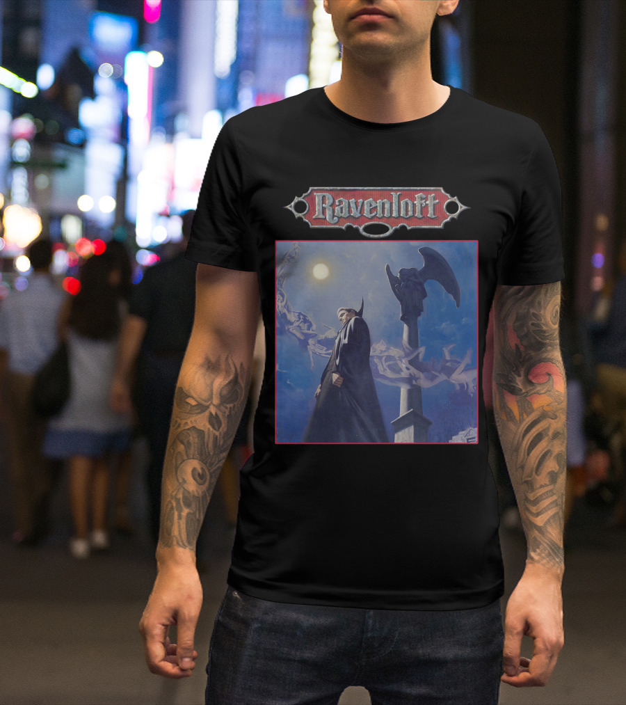 Ravenloft Dungeons And Dragons Vampire Castle Full Moon Gothic T-Shirt