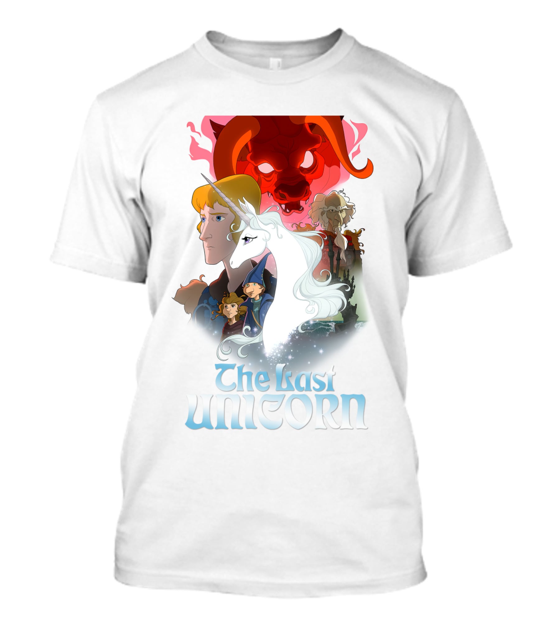 The Last Unicorn Animated Fantasy Characters And Red Bull Face T-Shirt