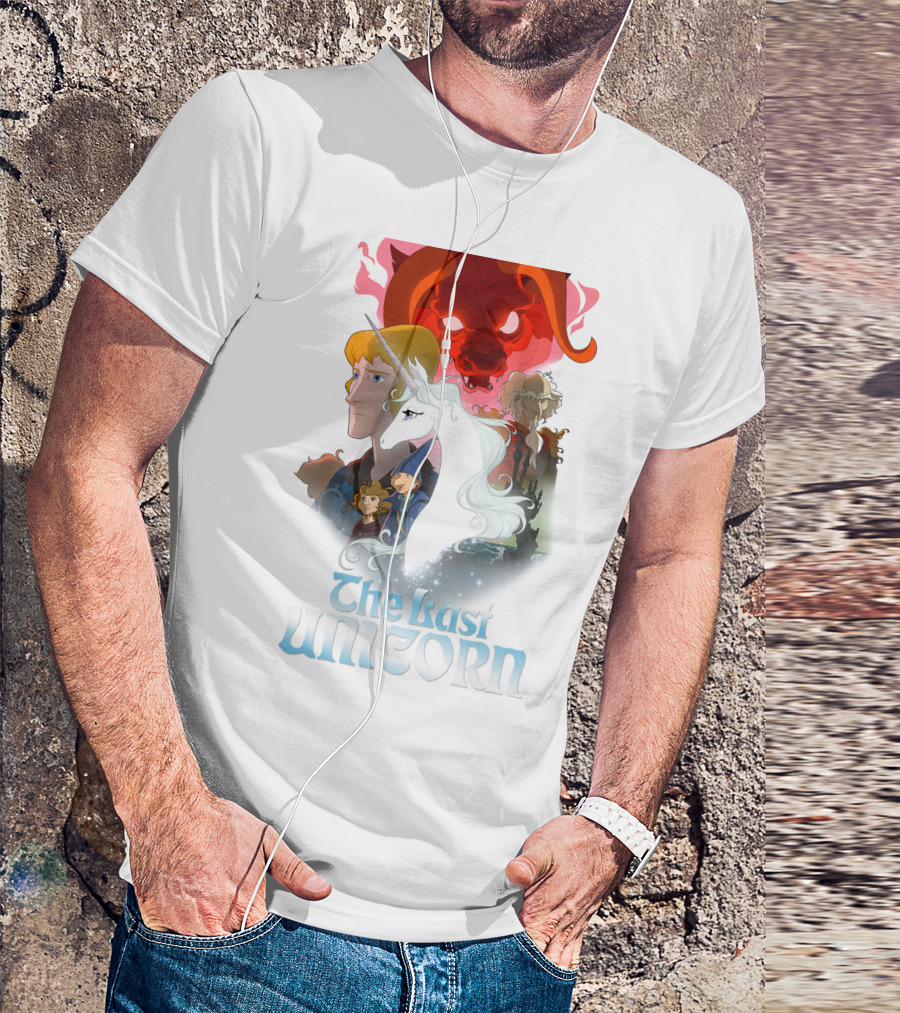 The Last Unicorn Animated Fantasy Characters And Red Bull Face T-Shirt