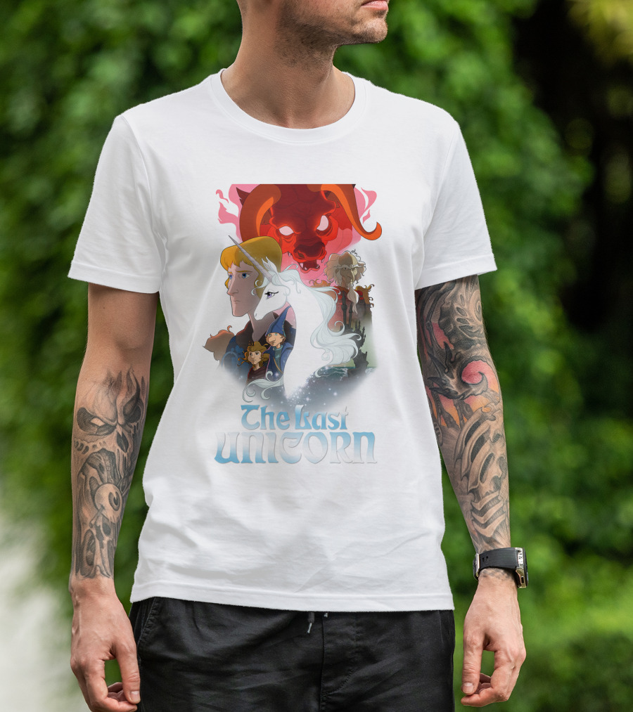 The Last Unicorn Animated Fantasy Characters And Red Bull Face T-Shirt