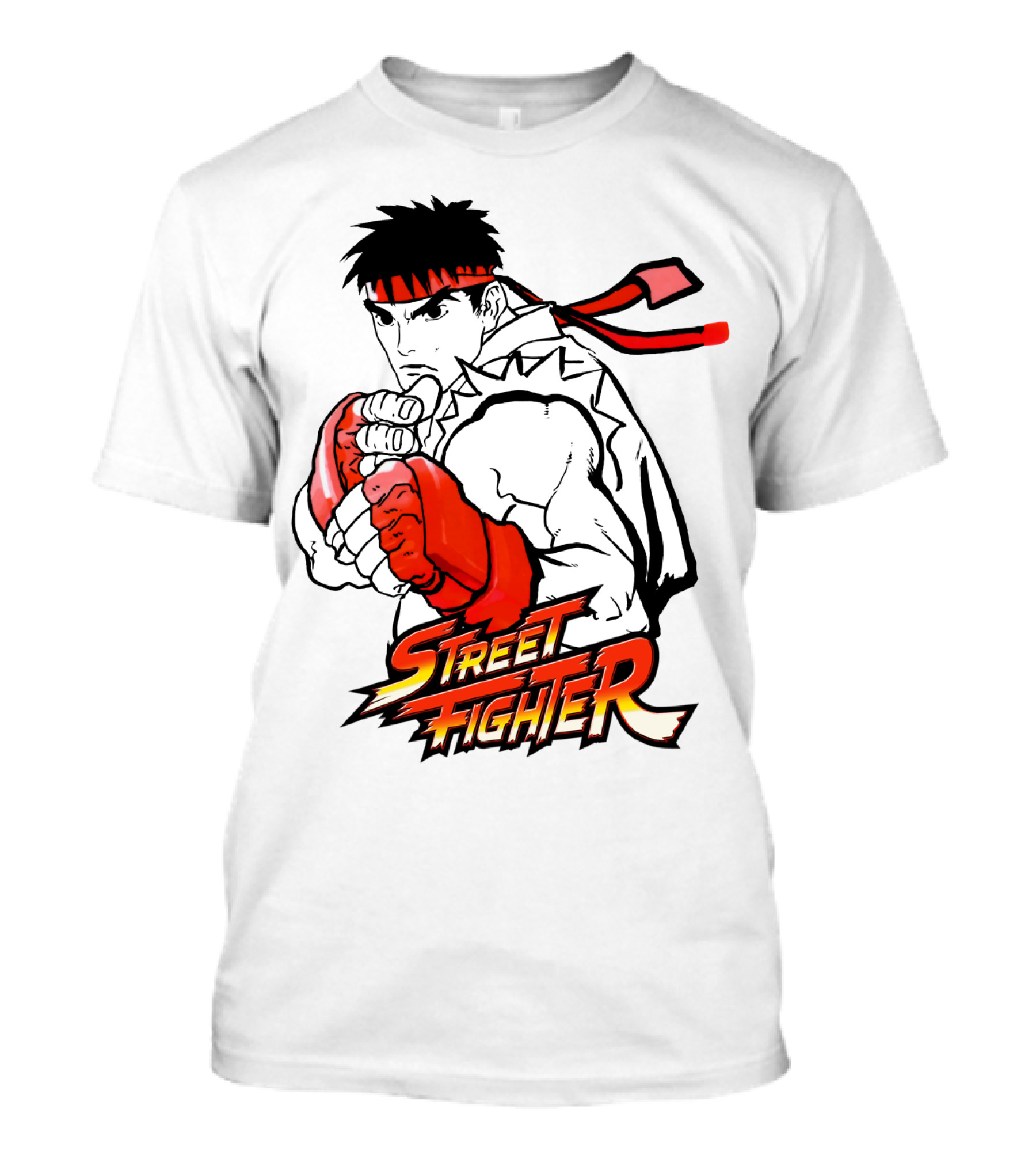 Street Fighter Ryu Red Gloves And Bandana Fighting Pose T-Shirt