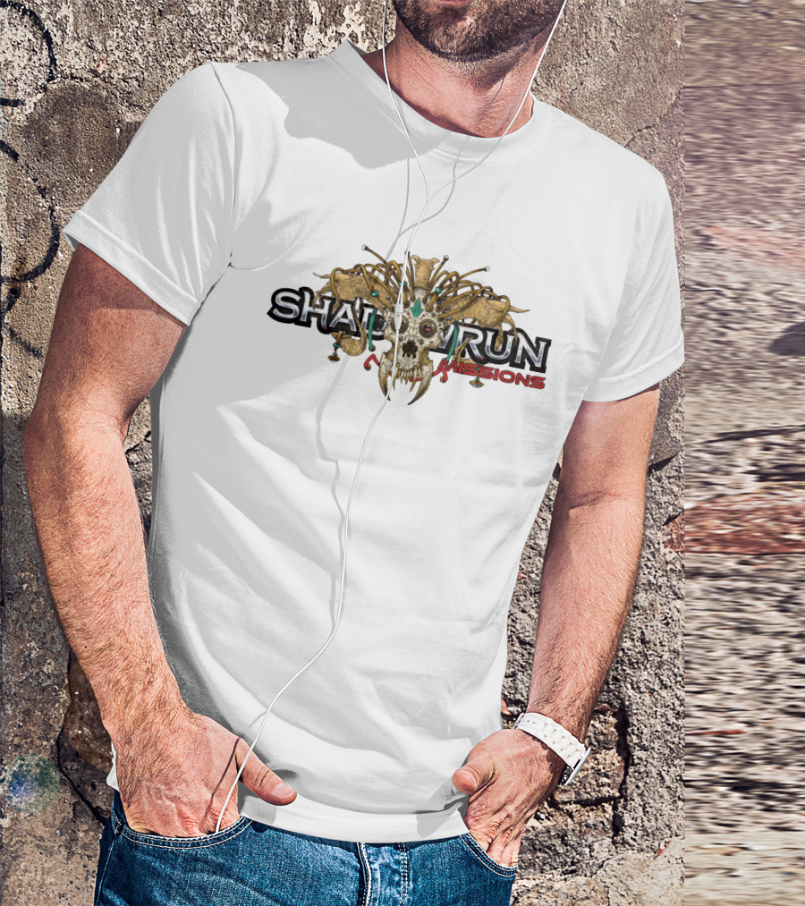 Shadowrun Missions Skull With Horns And Jewels T-Shirt