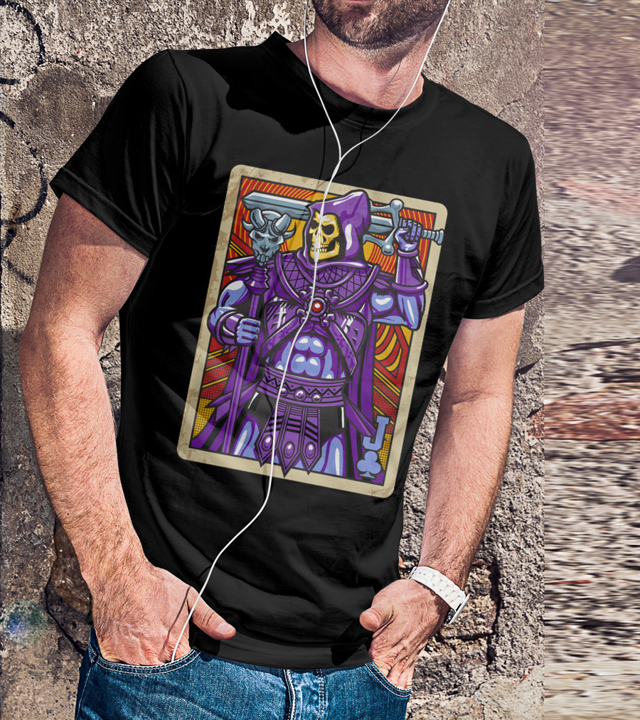 Skeletor Jack Of Clubs Card Retro T-Shirt
