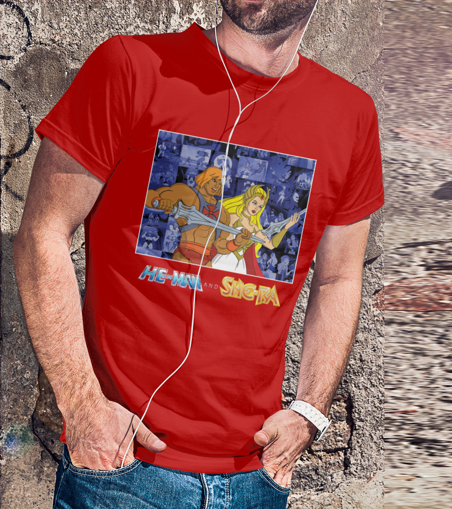 He-Man And She-Ra Characters With Sword T-Shirt
