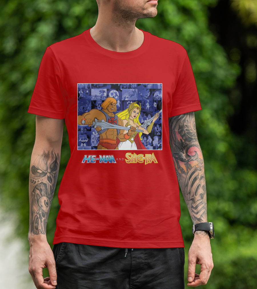 He-Man And She-Ra Characters With Sword T-Shirt